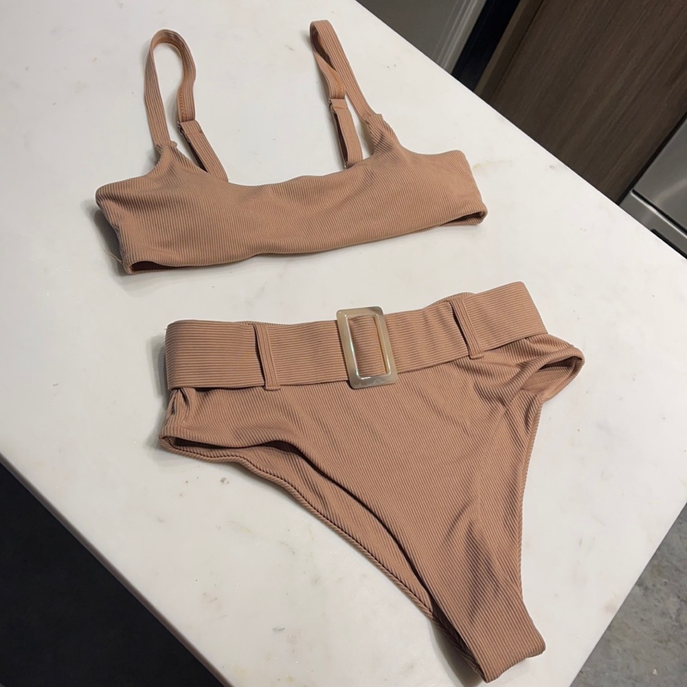 Tan 2 piece swimsuit size Medium *never been worn